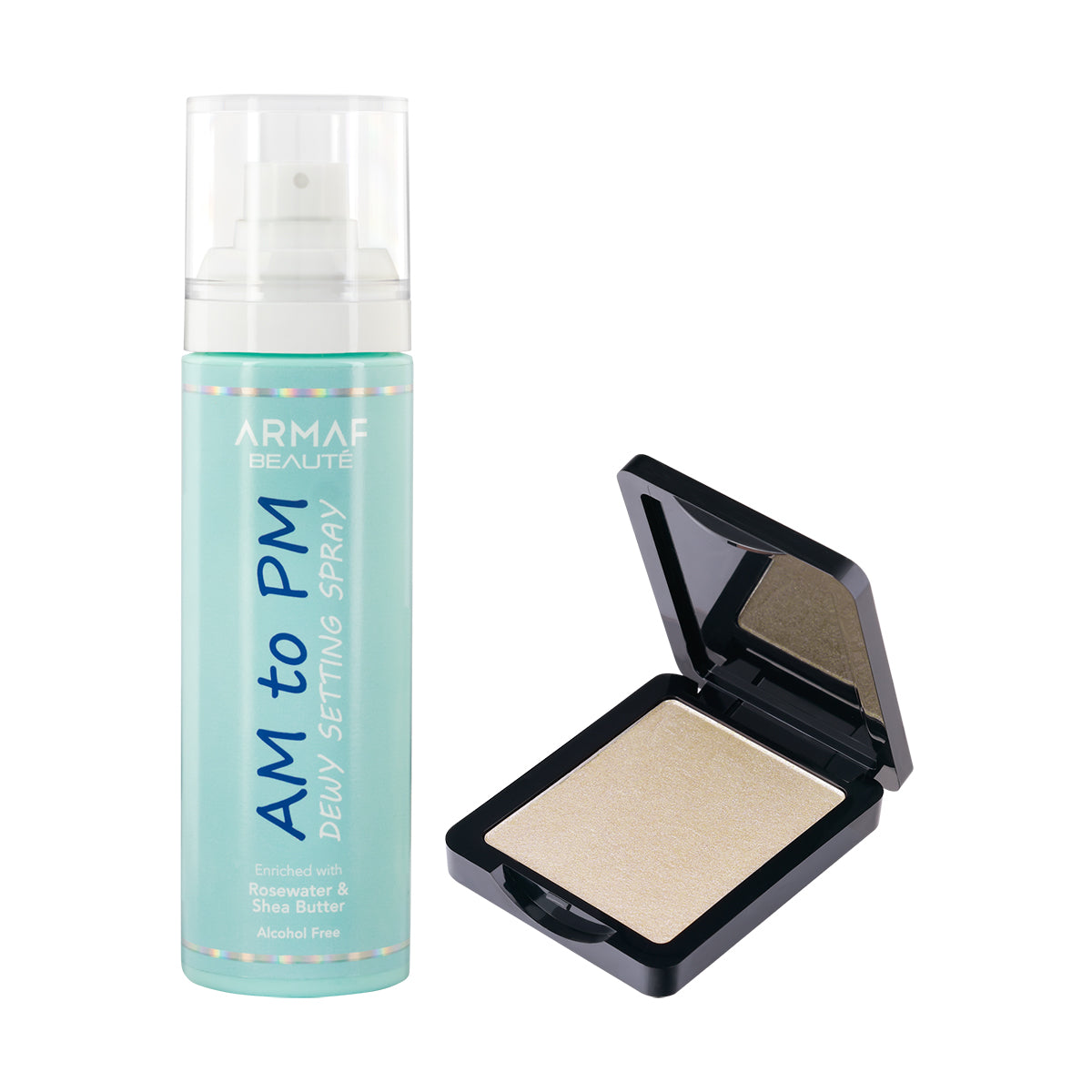 COMBO AB AM TO PM DEWY SETTING SPRAY-120 ML | AB WHAT A GLOW HIGHLIGHTER -  TOPAZ 01