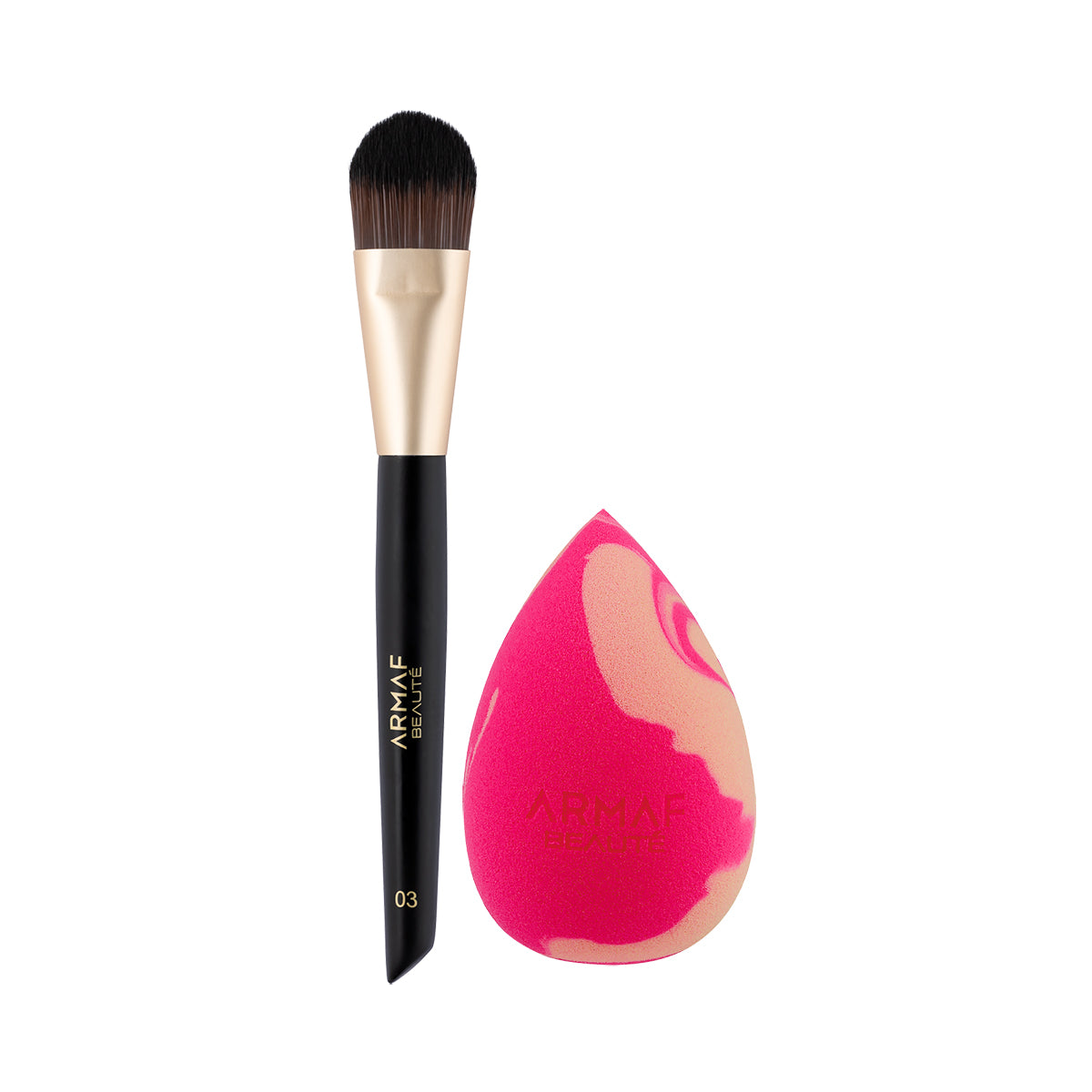 COMBO AB MARBLE TEARDROP PERFECTING BEAUTY BLENDER | AB FOUNDATION BRUSH - 03