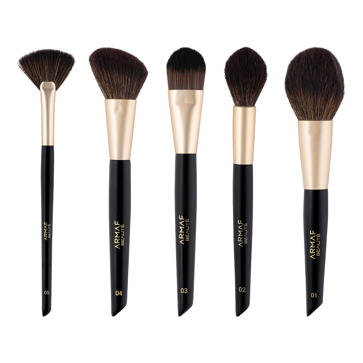 COMBO AB ANGULAR BRUSH - 04 | AB BLUSH BRUSH - 02 | AB FAN BRUSH - 05 | AB FOUNDATION BRUSH - 03 | AB POWDER BRUSH - 01