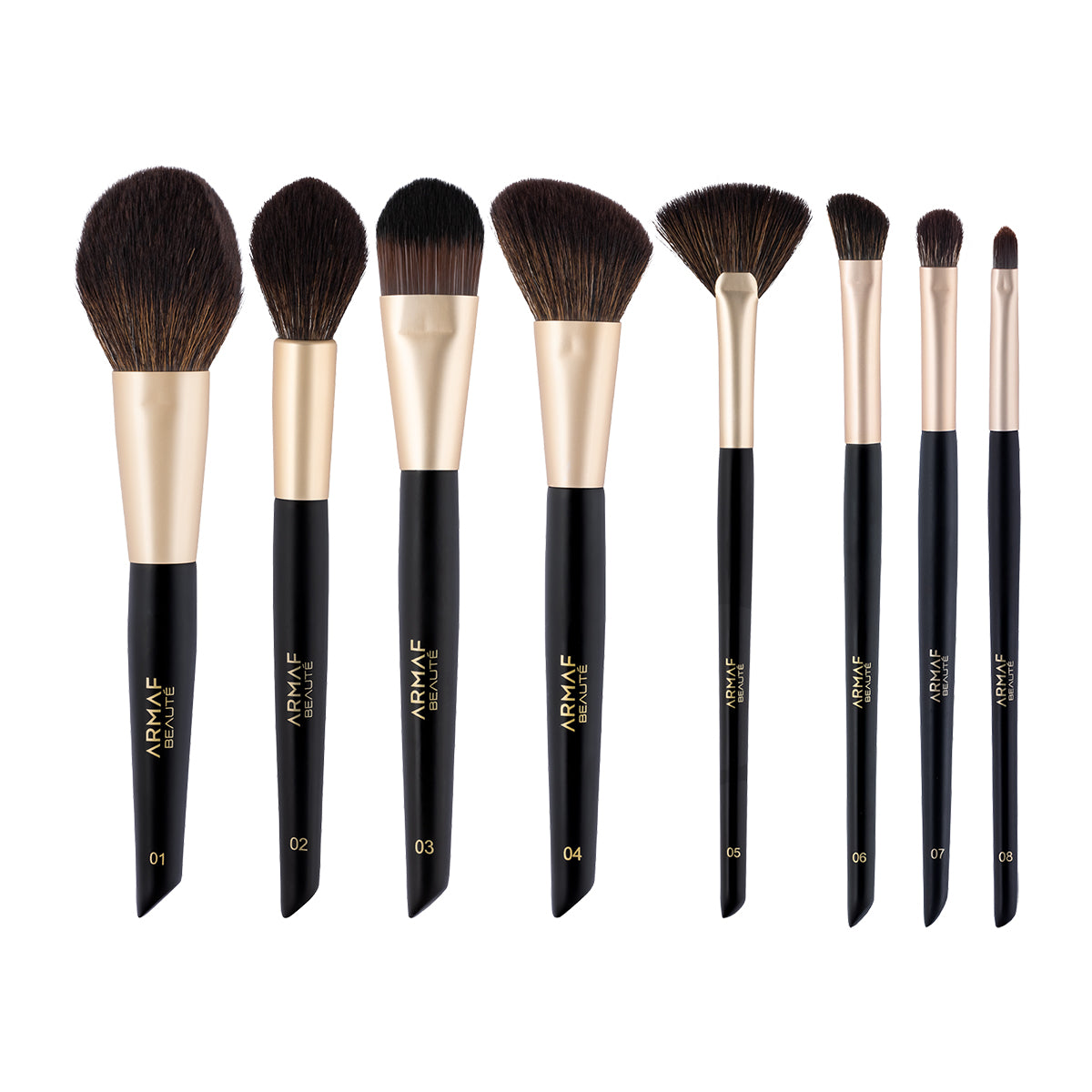 COMBO AB ANGULAR BRUSH - 04 | AB BLUSH BRUSH - 02 | AB FAN BRUSH - 05 | AB FOUNDATION BRUSH - 03 | AB POWDER BRUSH - 01 | AB EYE MAKEUP BRUSH SET - 06,07,08