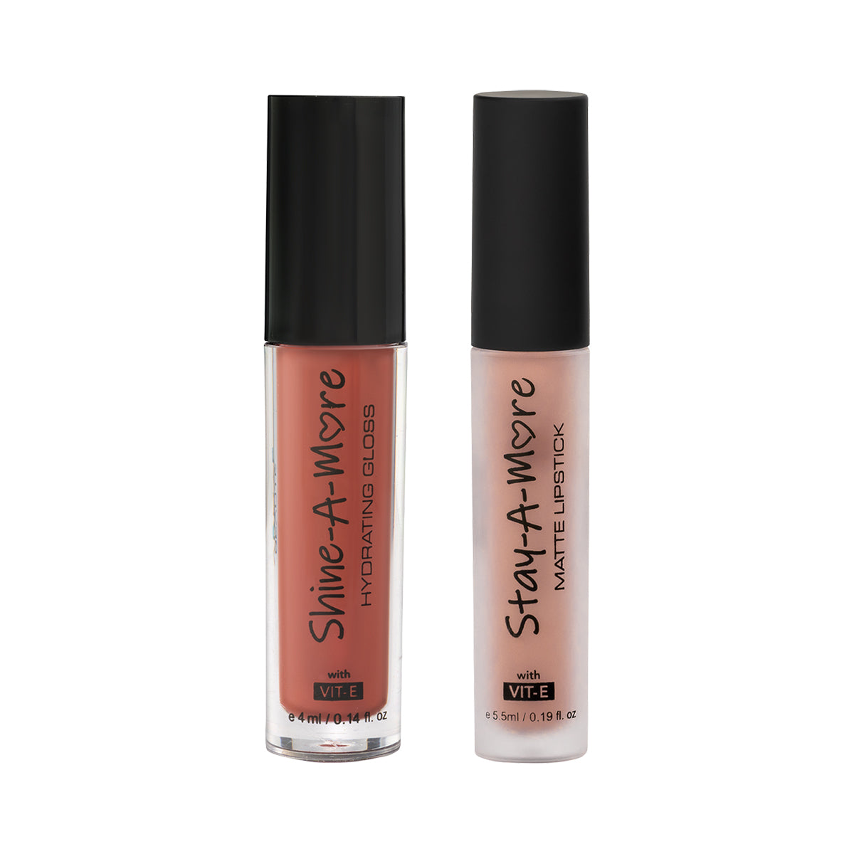 COMBO AB STAY A MORE LIPSTICK - NUDE BROWN 04 | AB SHINE A MORE LIP GLOSS -  PEACH 07