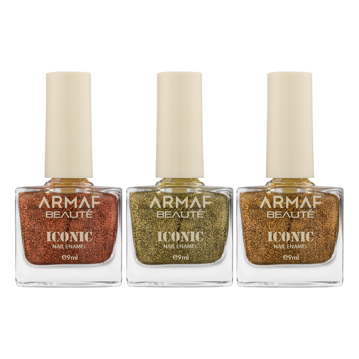 COMBO ARMAF BEAUTE ICONIC NAIL ENAMEL - GR003 ANDROMEDA | ARMAF BEAUTE ICONIC NAIL ENAMEL - GR004 WHIRLPOOL | ARMAF BEAUTE ICONIC NAIL ENAMEL - GR005 CARTWHEEL