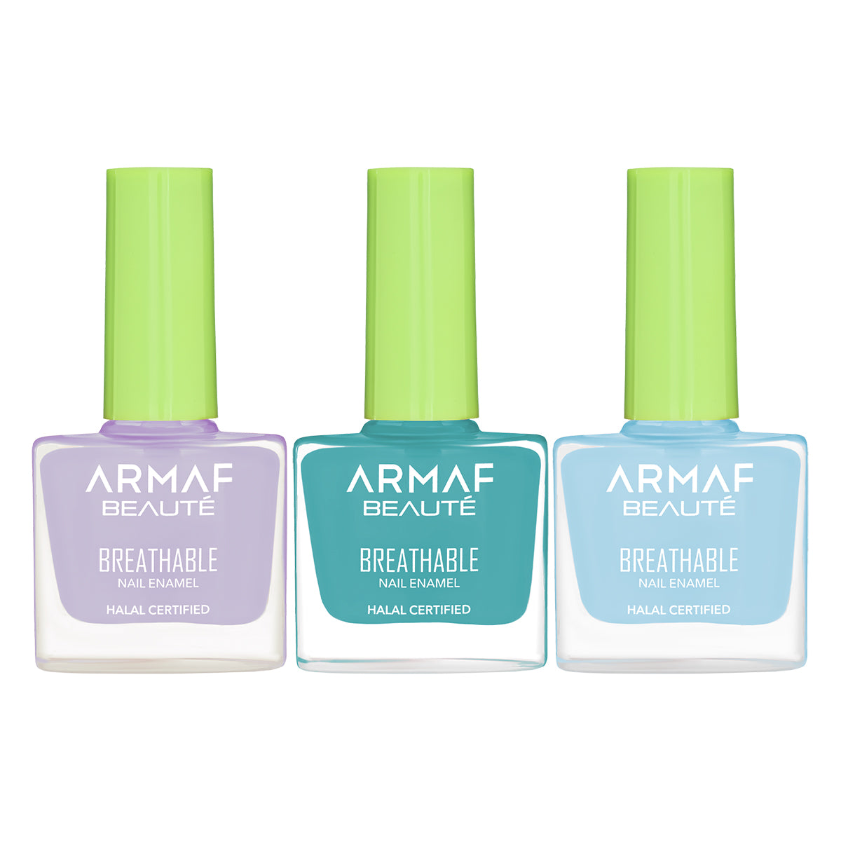 COMBO AB BREATHABLE HALAL NAIL ENAMEL HL335 EYES PERIWINKLE | AB BREATHABLE HALAL NAIL ENAMEL HL338 DEEP OCEAN | AB BREATHABLE HALAL NAIL ENAMEL HL341 LILY OF THE VALLEY