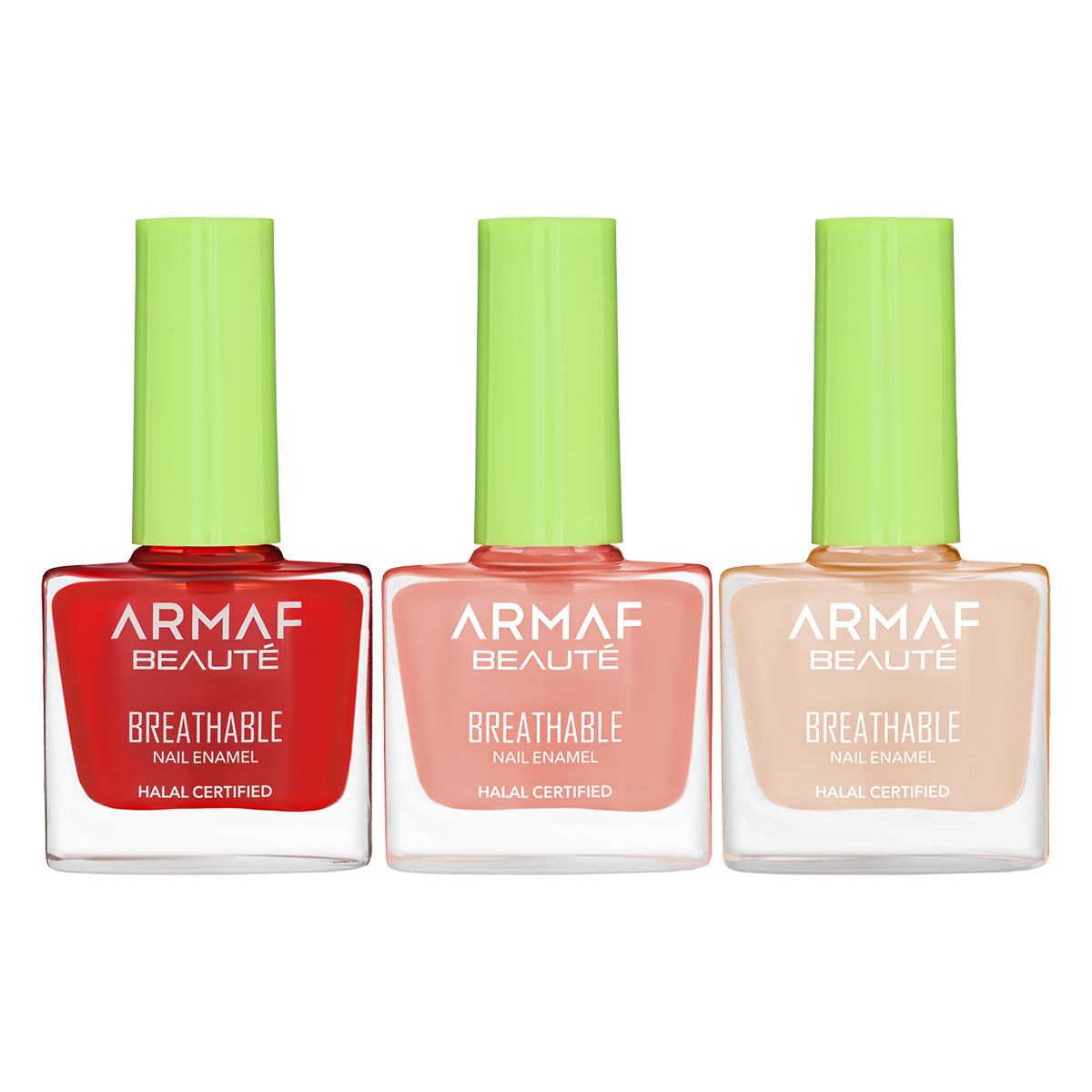 COMBO AB BREATHABLE HALAL NAIL ENAMEL HL303 PINK LILY | AB BREATHABLE HALAL NAIL ENAMEL HL314 MAUVE ROSE | AB BREATHABLE HALAL NAIL ENAMEL HL324 RED STILETTO | AB BREATHABLE HALAL NAIL ENAMEL HL308 LAVENDER
